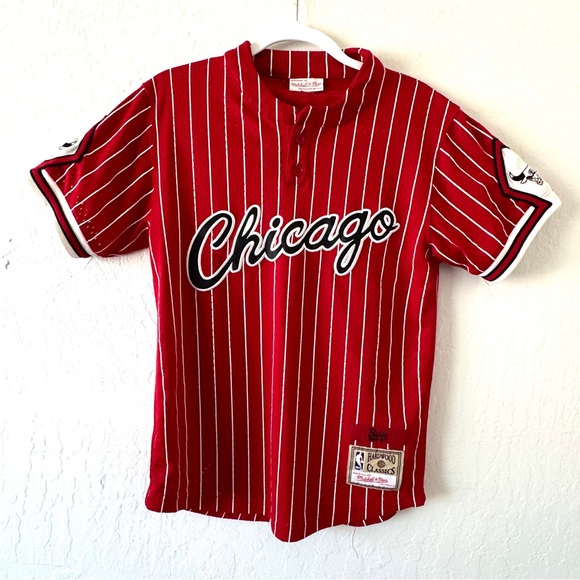 Mitchell & Ness Other - Mitchell & Ness Chicago Bulls Baseball Style Pinstripe Jersey Men's Small